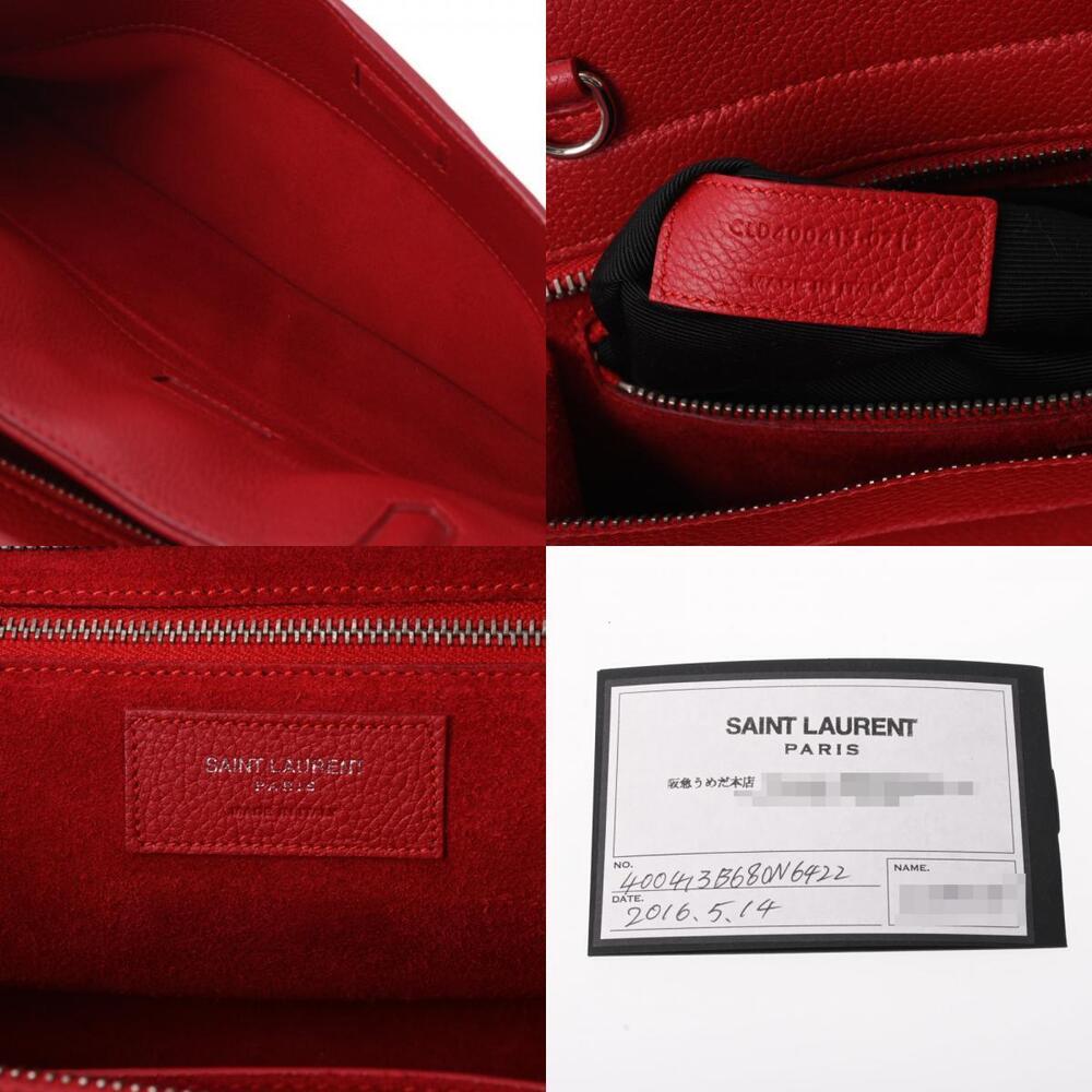 SAINT LAURENT Cabas Rive Gauche Red Leather Handbag - Picture 11 of 11